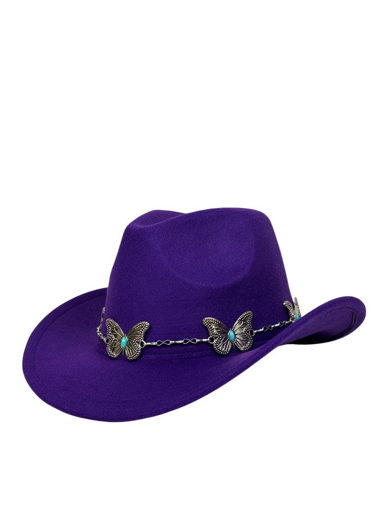 Purple Western Cowboy Hat Butterfly Hat Band Cowgirl Ranch Rodeo Festival